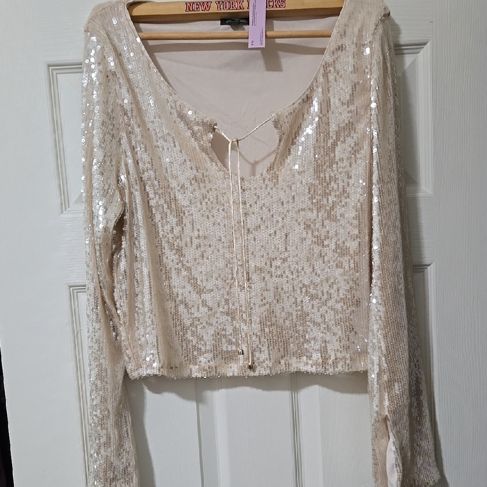 Sequin Cream Top